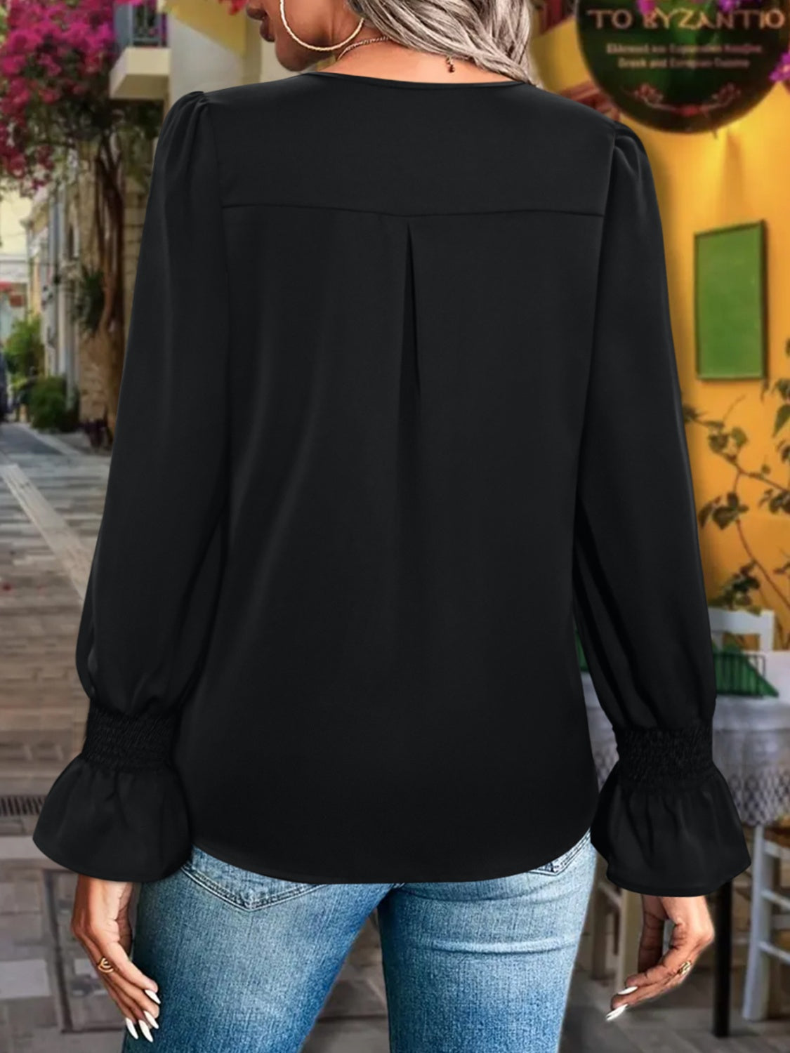 V-Neck Flounce Sleeve Blouse Shirts & Tops Krazy Heart Designs Boutique