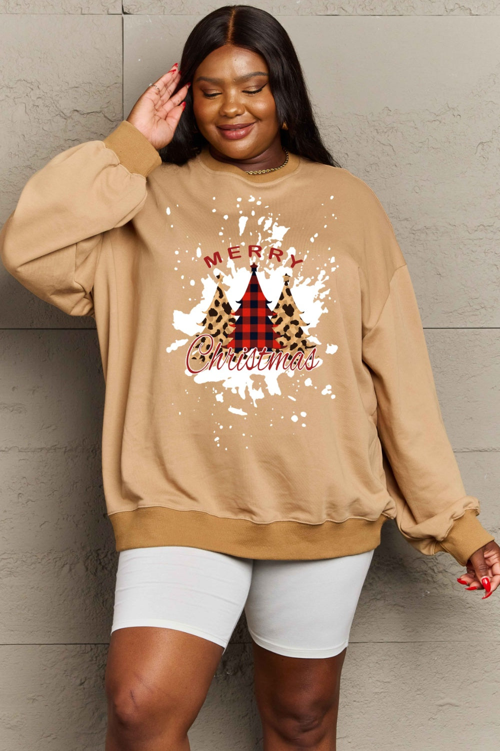 Simply Love Full Size MERRY CHRISTMAS Graphic Sweatshirt (3 Colors) Shirts & Tops Krazy Heart Designs Boutique