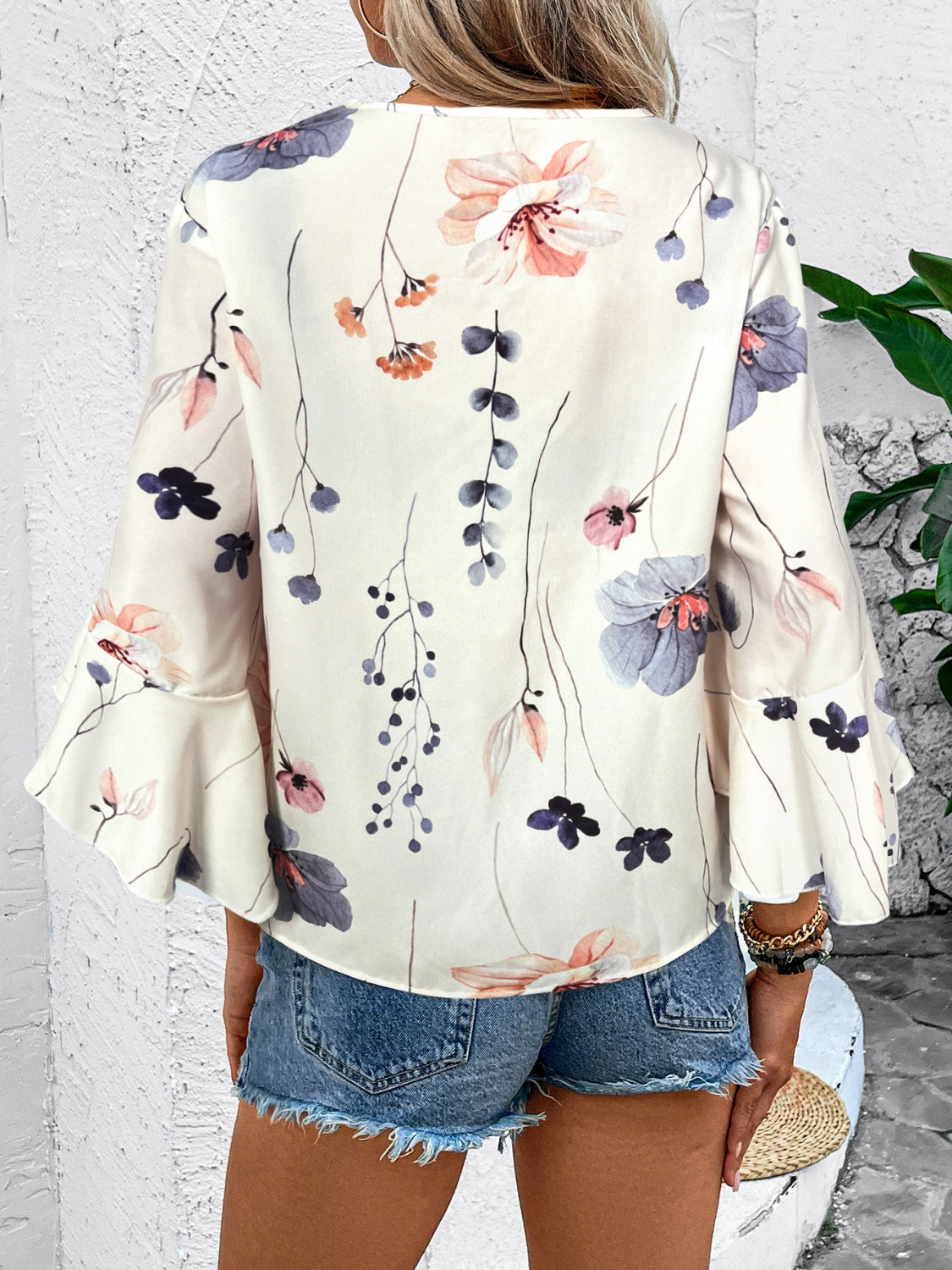 Honey Ruffled Printed V-Neck Half Sleeve Blouse (4 Print Colors) Shirts & Tops Krazy Heart Designs Boutique Pastel Yellow S