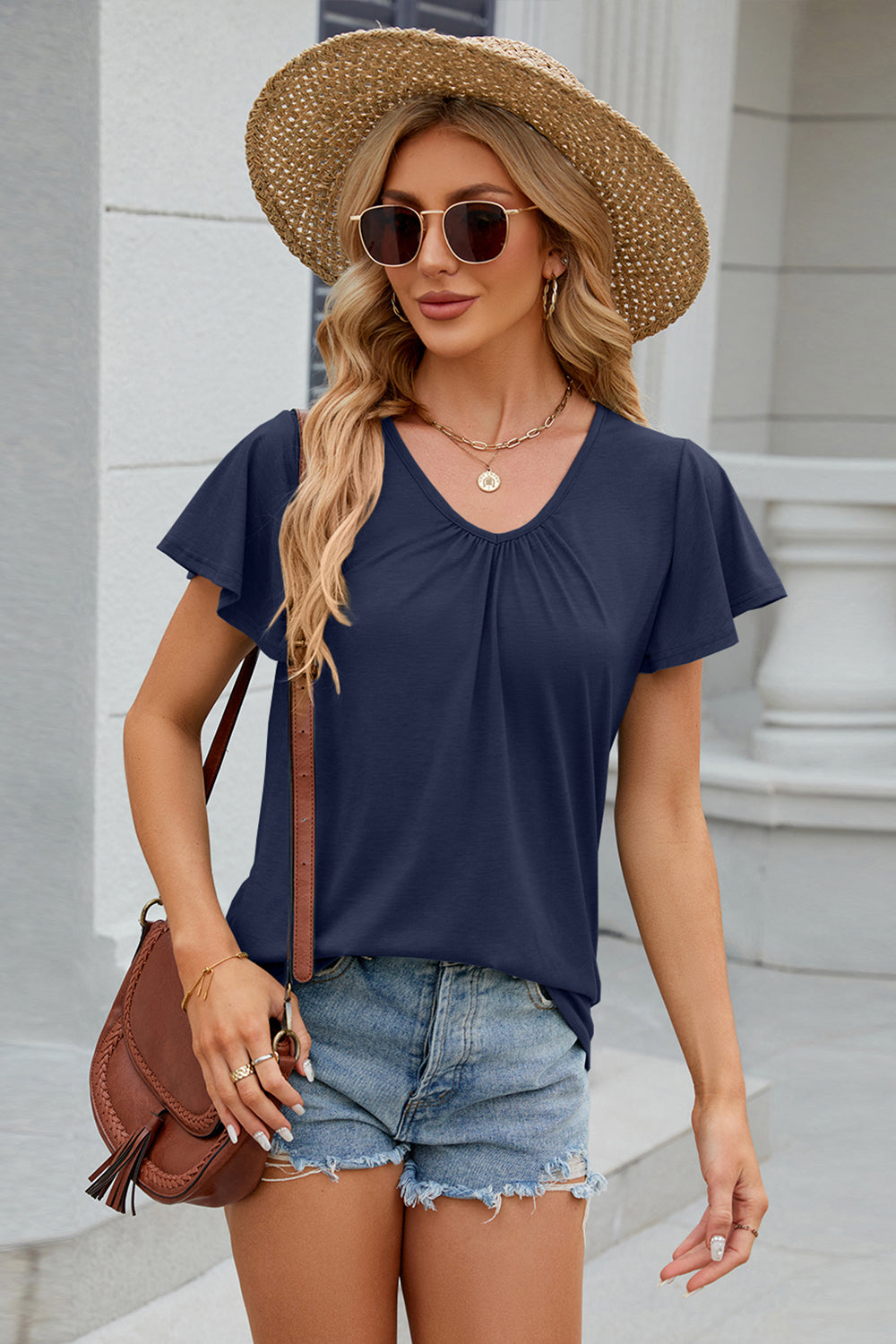 V-Neck Short Sleeve Top (8 Colors) Shirts & Tops Krazy Heart Designs Boutique