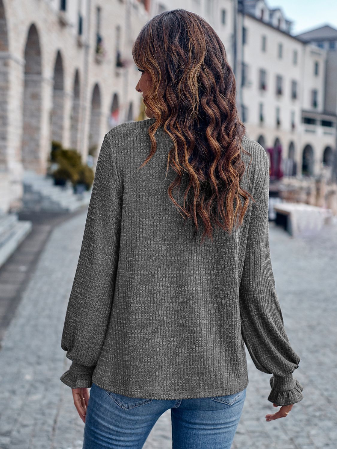 Round Neck Flounce Sleeve Top (2 Colors) Shirts & Tops Krazy Heart Designs Boutique