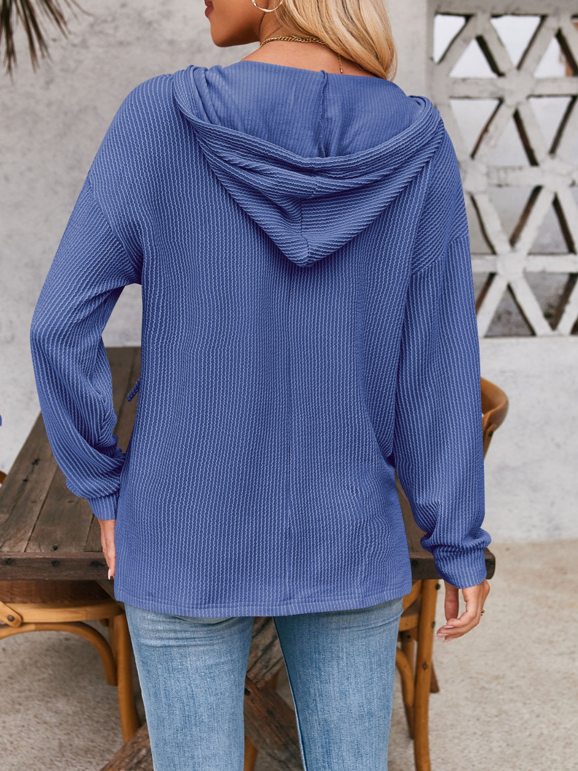 Double Take Drawstring Dropped Shoulder Long Sleeve Hoodie (5 Colors) Shirts & Tops Krazy Heart Designs Boutique