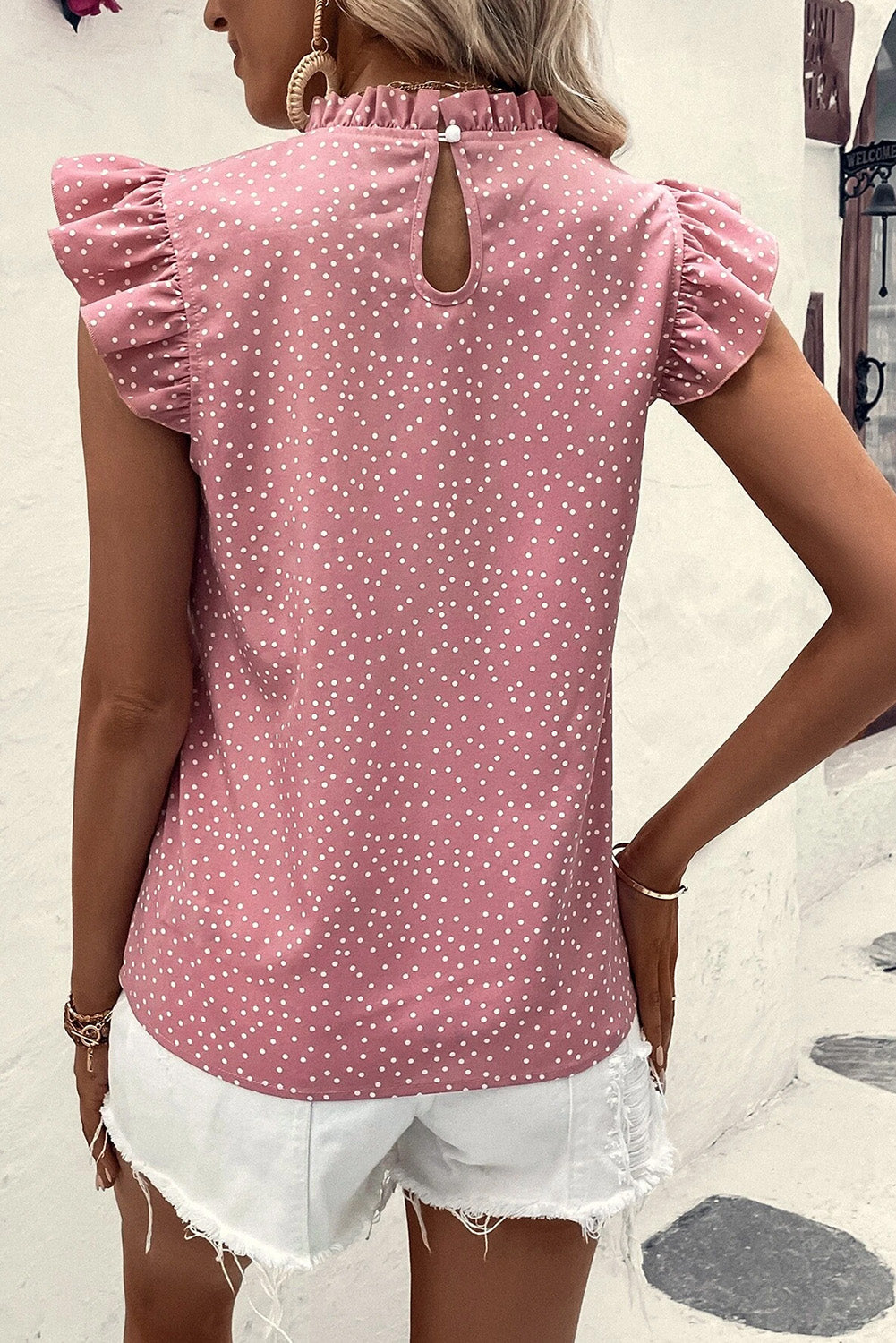 Frill Polka Dot Cap Sleeve Blouse Shirts & Tops Krazy Heart Designs Boutique