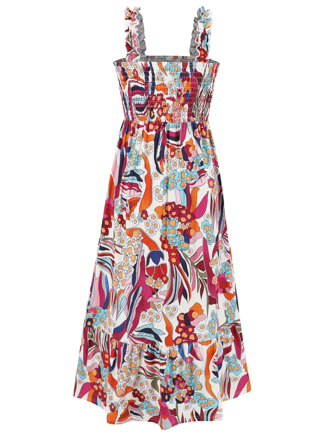 Smocked Printed Square Neck Sleeveless Cami Dress (7 Colors) Dress Krazy Heart Designs Boutique