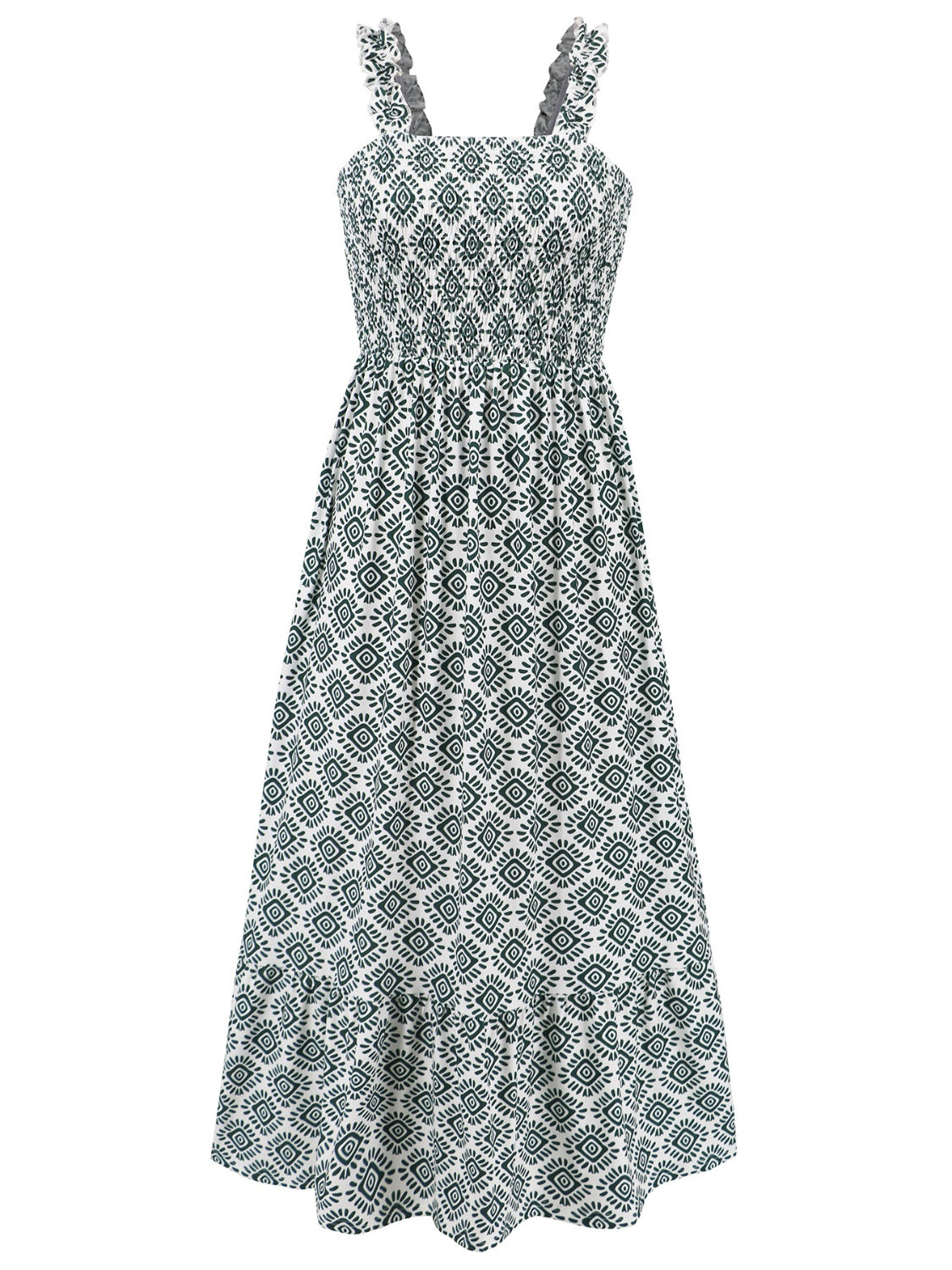 Smocked Printed Square Neck Sleeveless Cami Dress (7 Colors) Dress Krazy Heart Designs Boutique