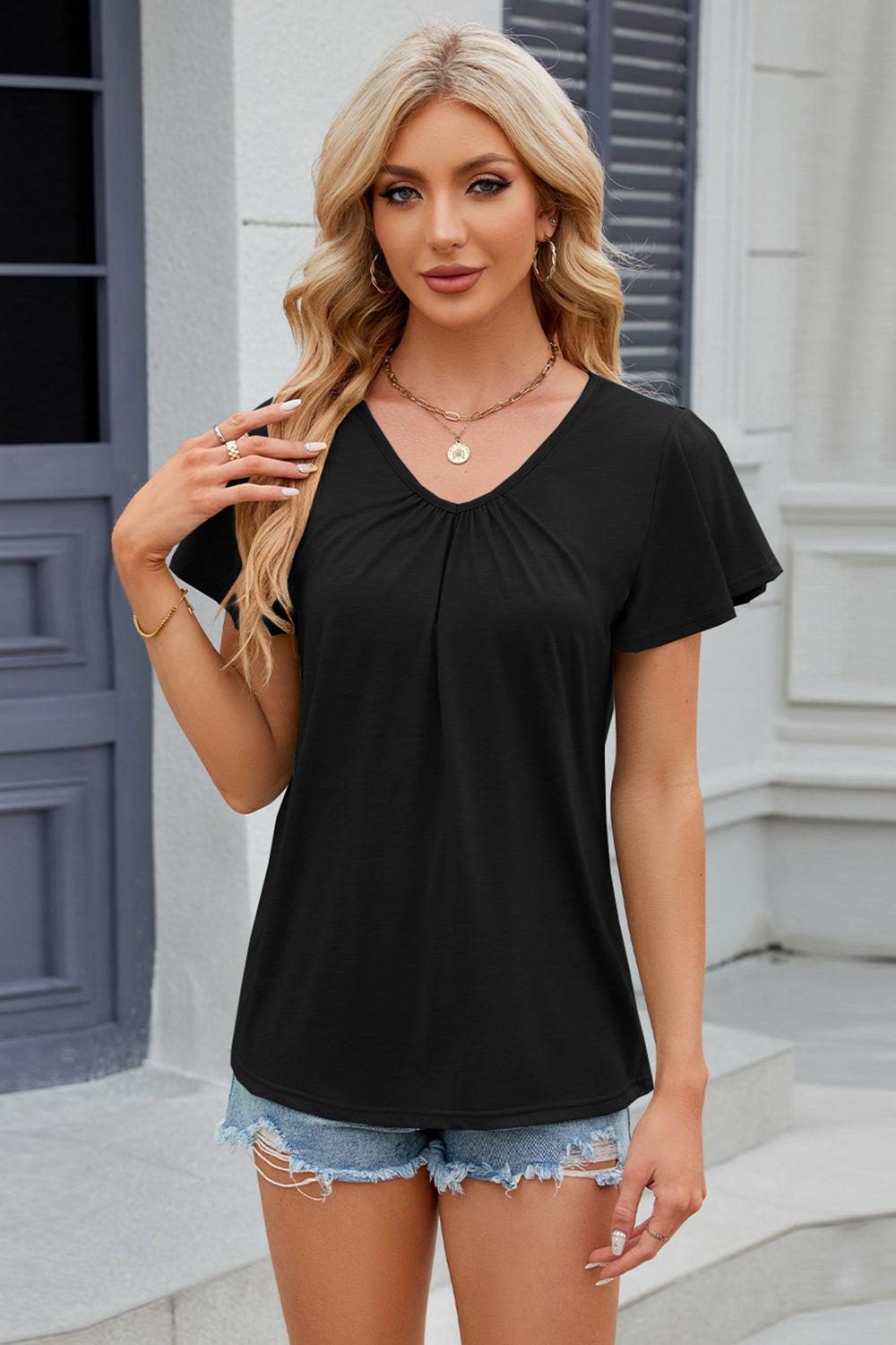 V-Neck Short Sleeve Top (8 Colors) Shirts & Tops Krazy Heart Designs Boutique