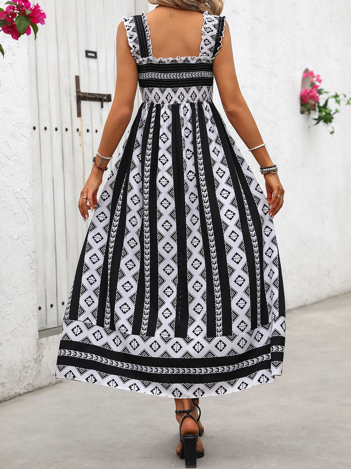 Aztec Printed Square Neck Wide Strap Cami Dress Dress Krazy Heart Designs Boutique