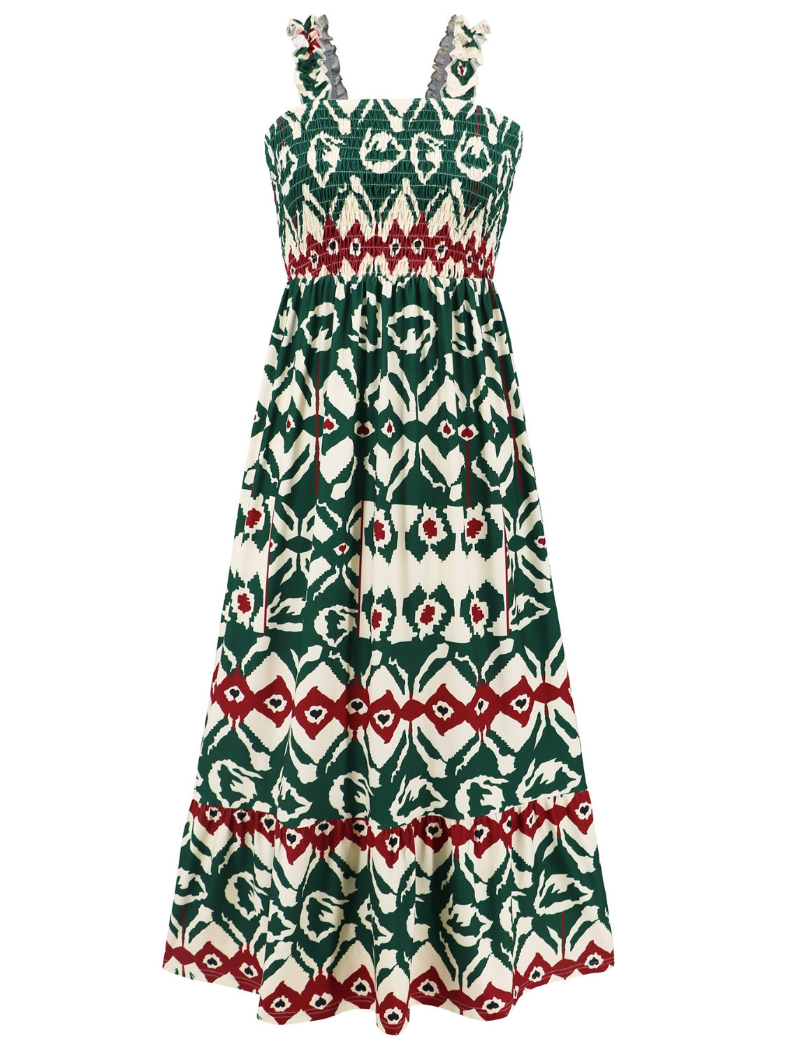 Smocked Printed Square Neck Sleeveless Cami Dress (7 Colors) Dress Krazy Heart Designs Boutique