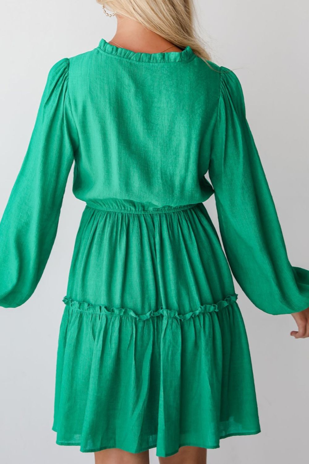 Frill V-Neck Long Sleeve Mini Dress Dress Krazy Heart Designs Boutique