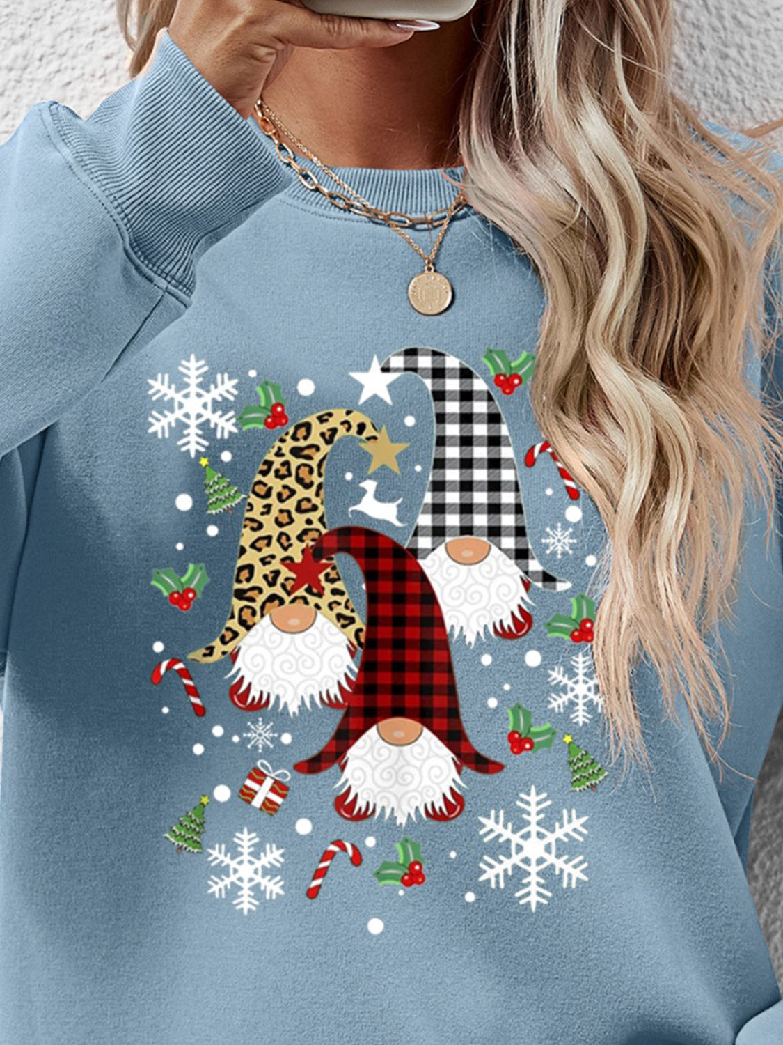 Faceless Gnomes Graphic Drop Shoulder Sweatshirt (9 Colors) Shirts & Tops Krazy Heart Designs Boutique