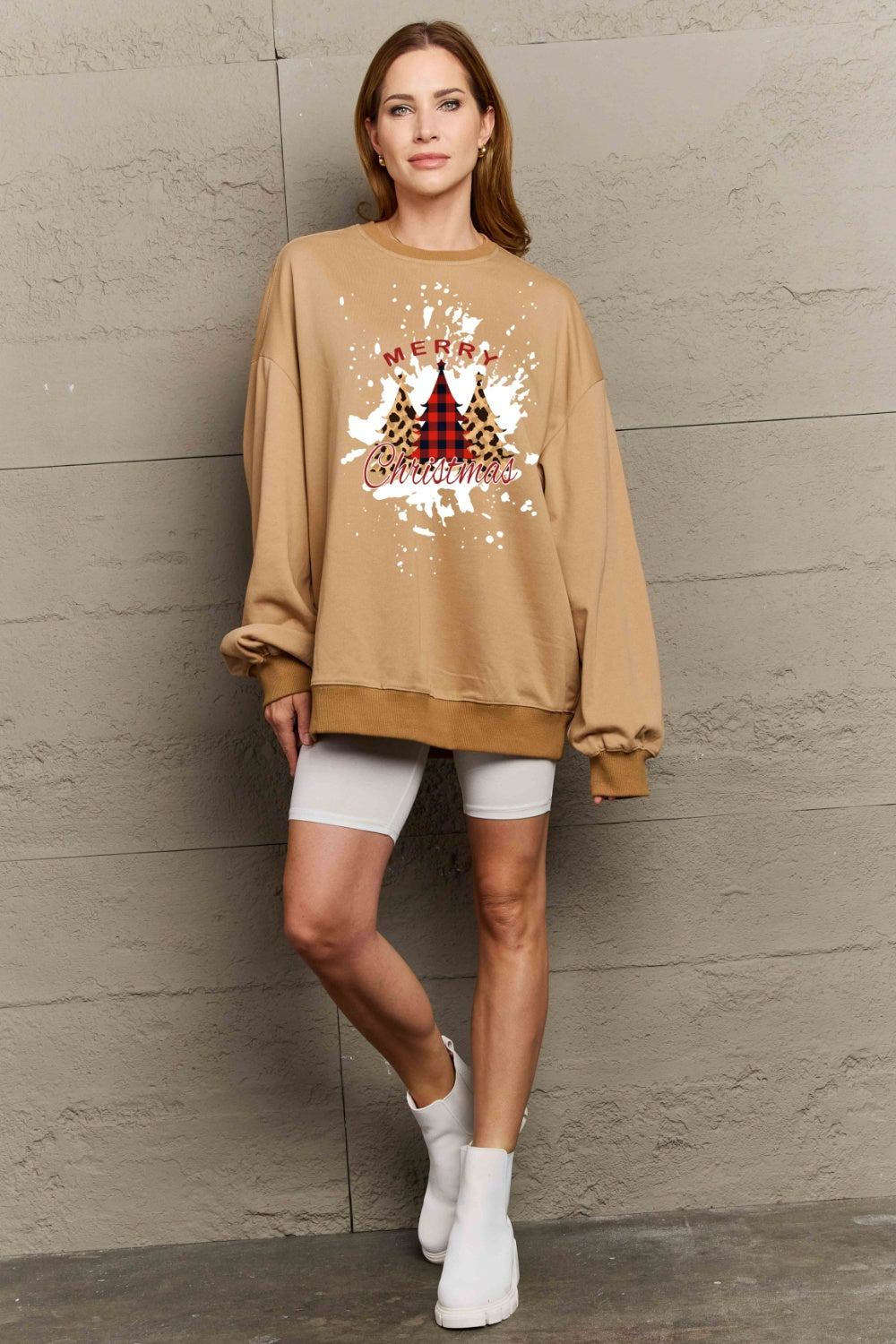 Simply Love Full Size MERRY CHRISTMAS Graphic Sweatshirt (3 Colors) Shirts & Tops Krazy Heart Designs Boutique