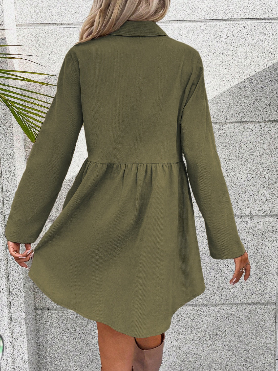 Button Up Collared Neck Long Sleeve Dress Dress Krazy Heart Designs Boutique