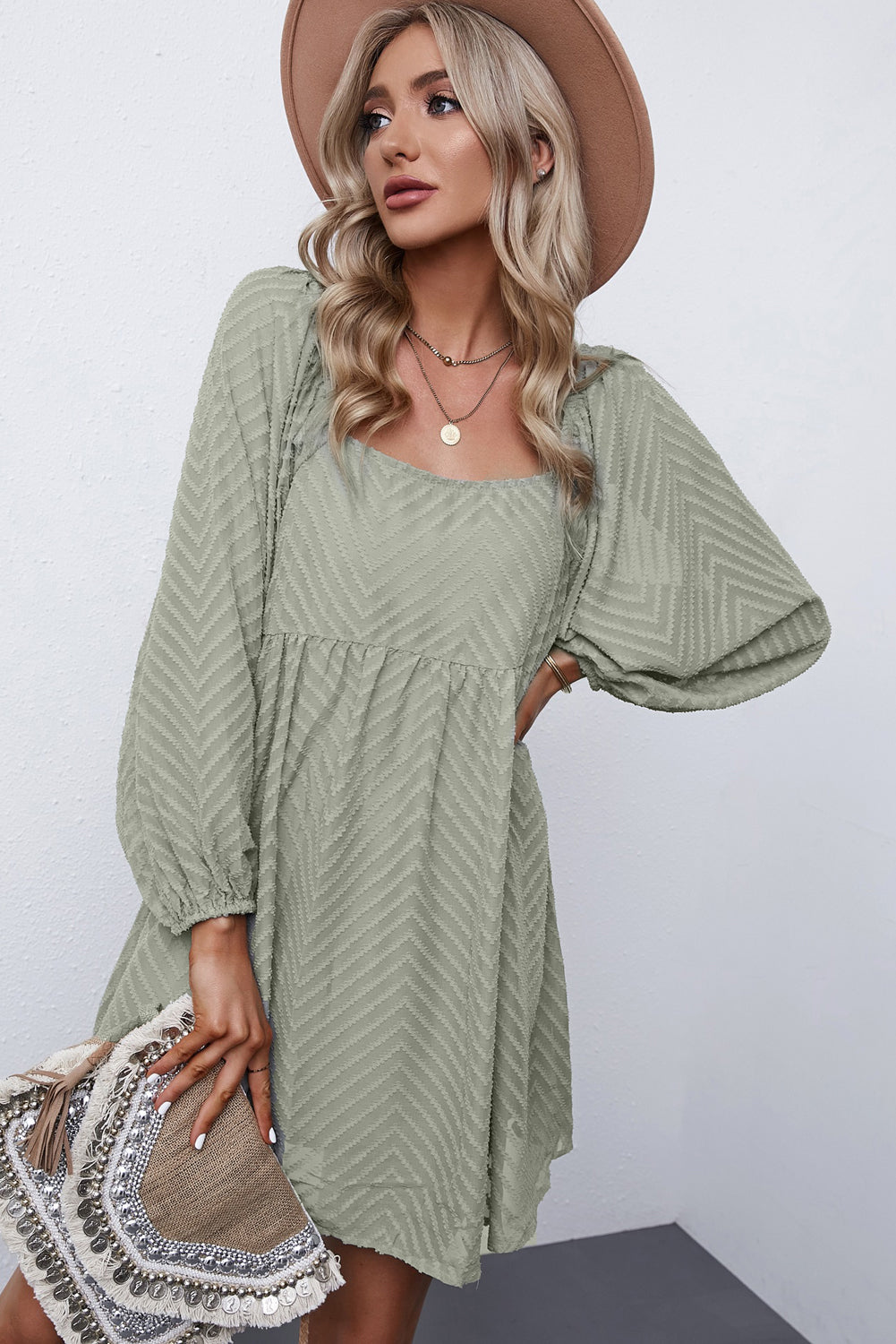 Textured Square Neck Mini Dress (6 Colors) Dress Krazy Heart Designs Boutique