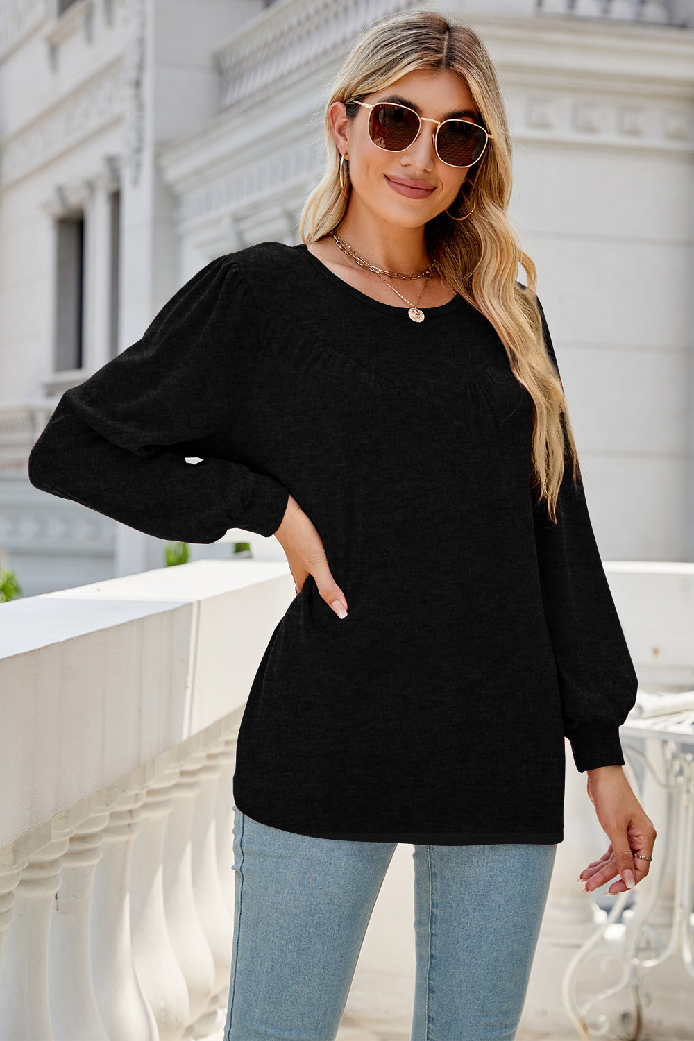 Round Neck Long Sleeve Top (6 Colors) Krazy Heart Designs Boutique