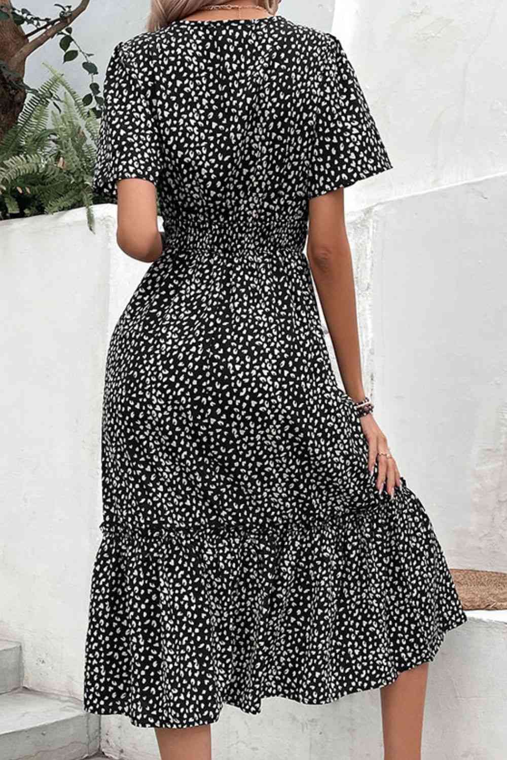 Leopard Print Short Sleeve Midi Dress Dress Krazy Heart Designs Boutique