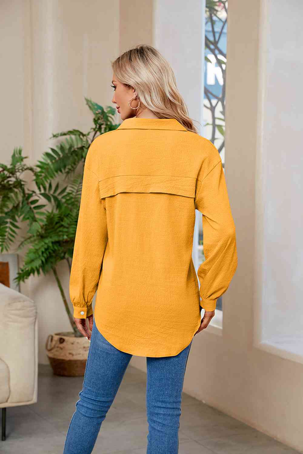 Collared Neck Buttoned Long Sleeve Shirt (4 Colors) Shirts & Tops Krazy Heart Designs Boutique