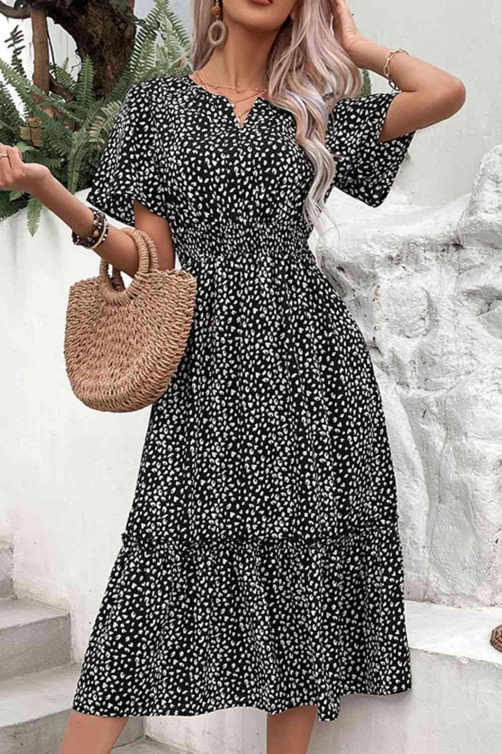 Leopard Print Short Sleeve Midi Dress Dress Krazy Heart Designs Boutique