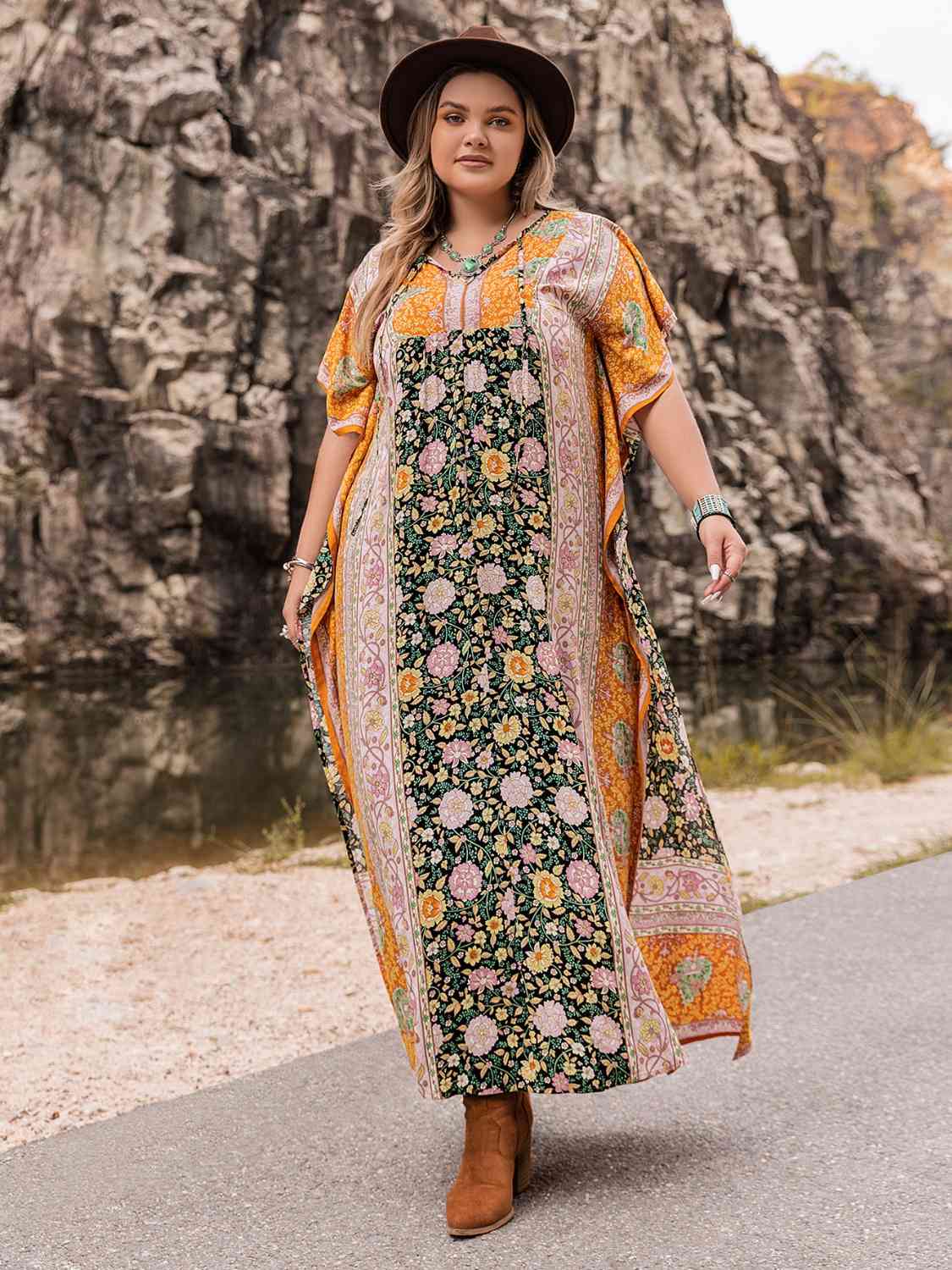 Plus Size Tie Neck Maxi Dress Krazy Heart Designs Boutique