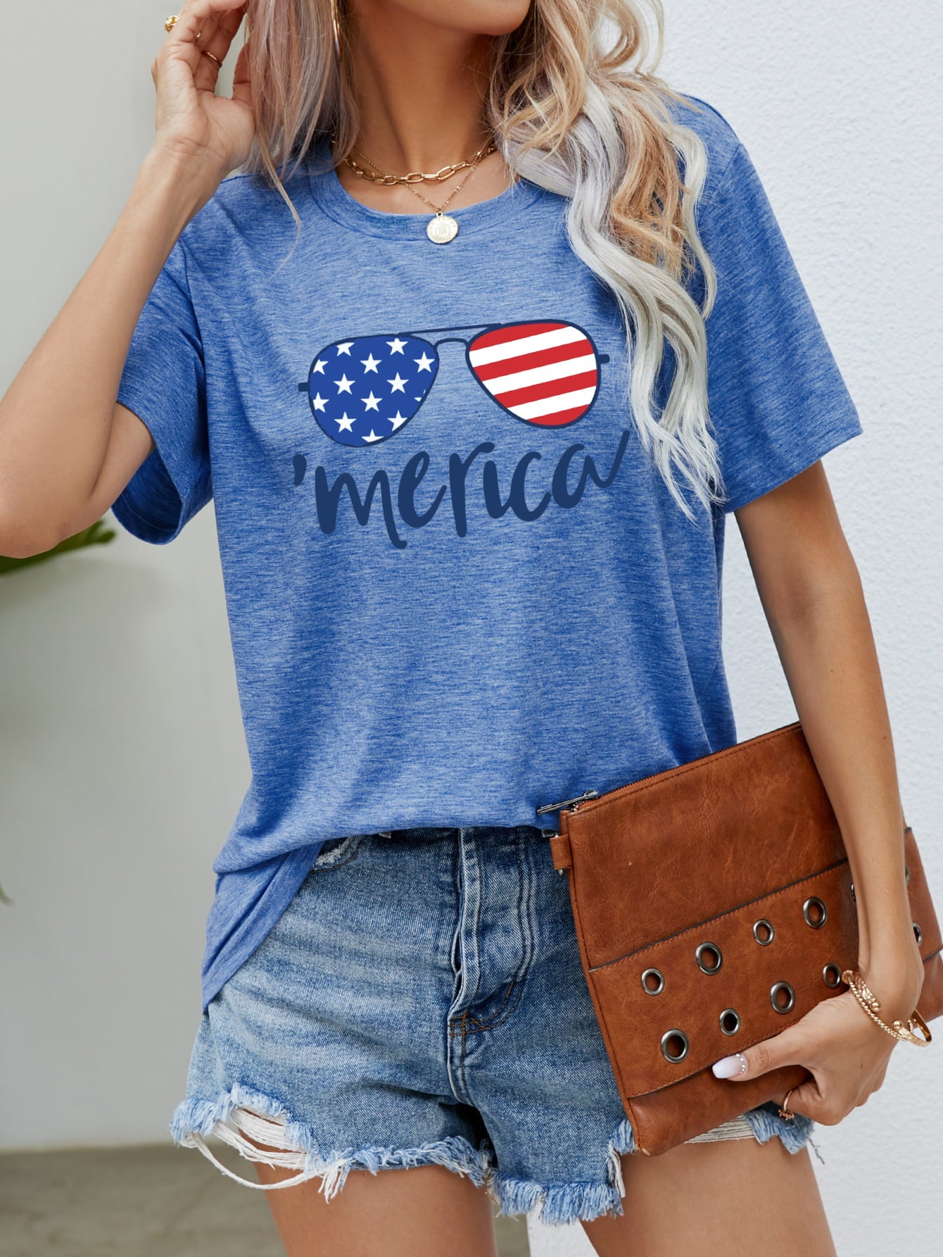 US Flag Glasses Graphic Tee (5 Colors) Krazy Heart Designs Boutique Cobalt Blue S