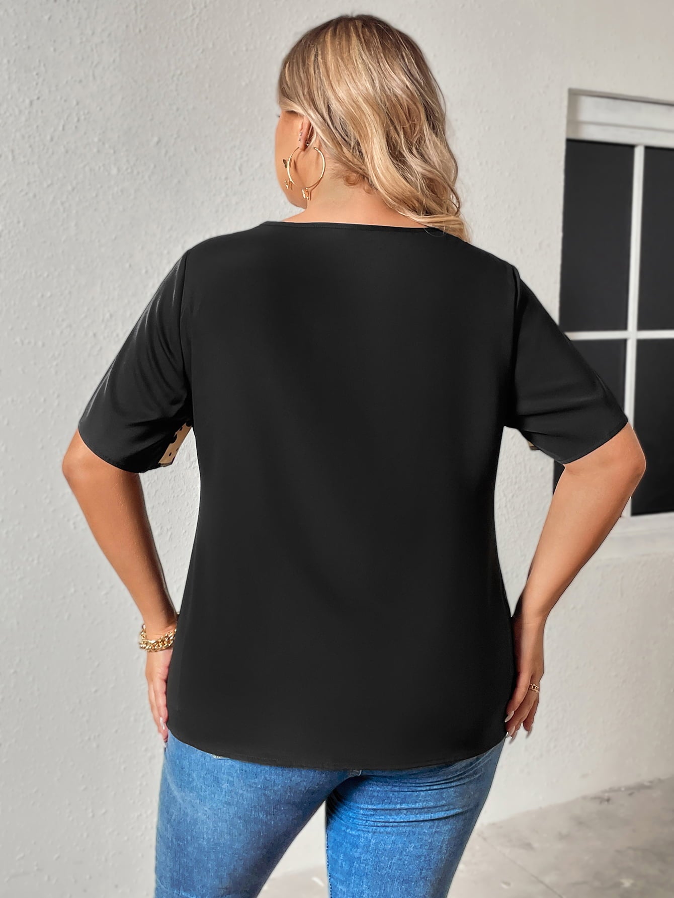 Plus Size Chain Detail V-Neck Raglan Sleeve Blouse Krazy Heart Designs Boutique