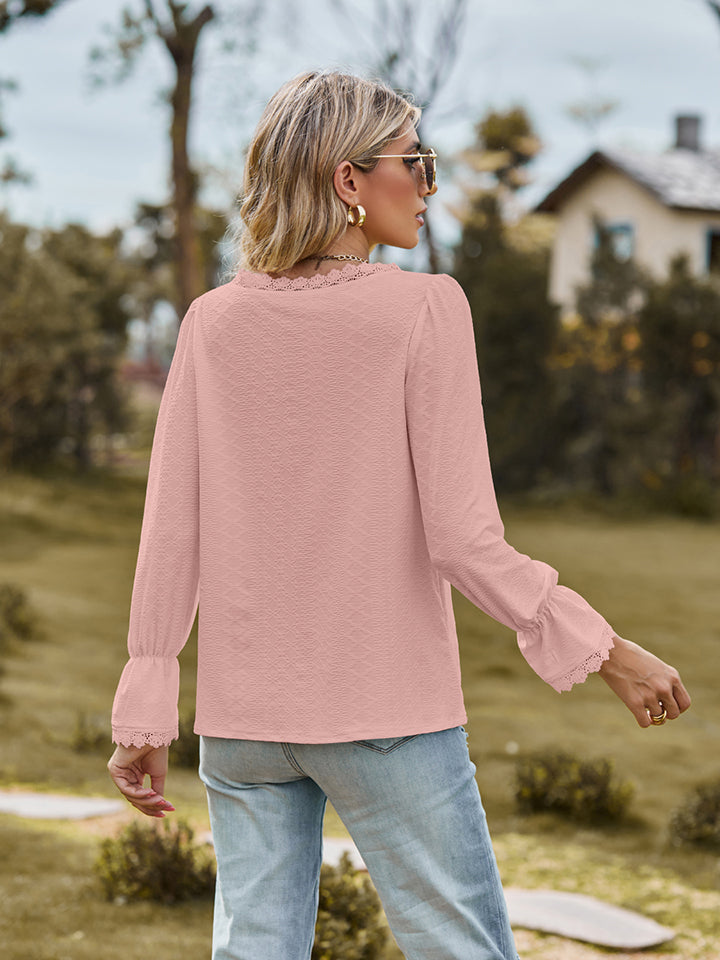 V-Neck Flounce Sleeve Blouse (6 Colors) Krazy Heart Designs Boutique