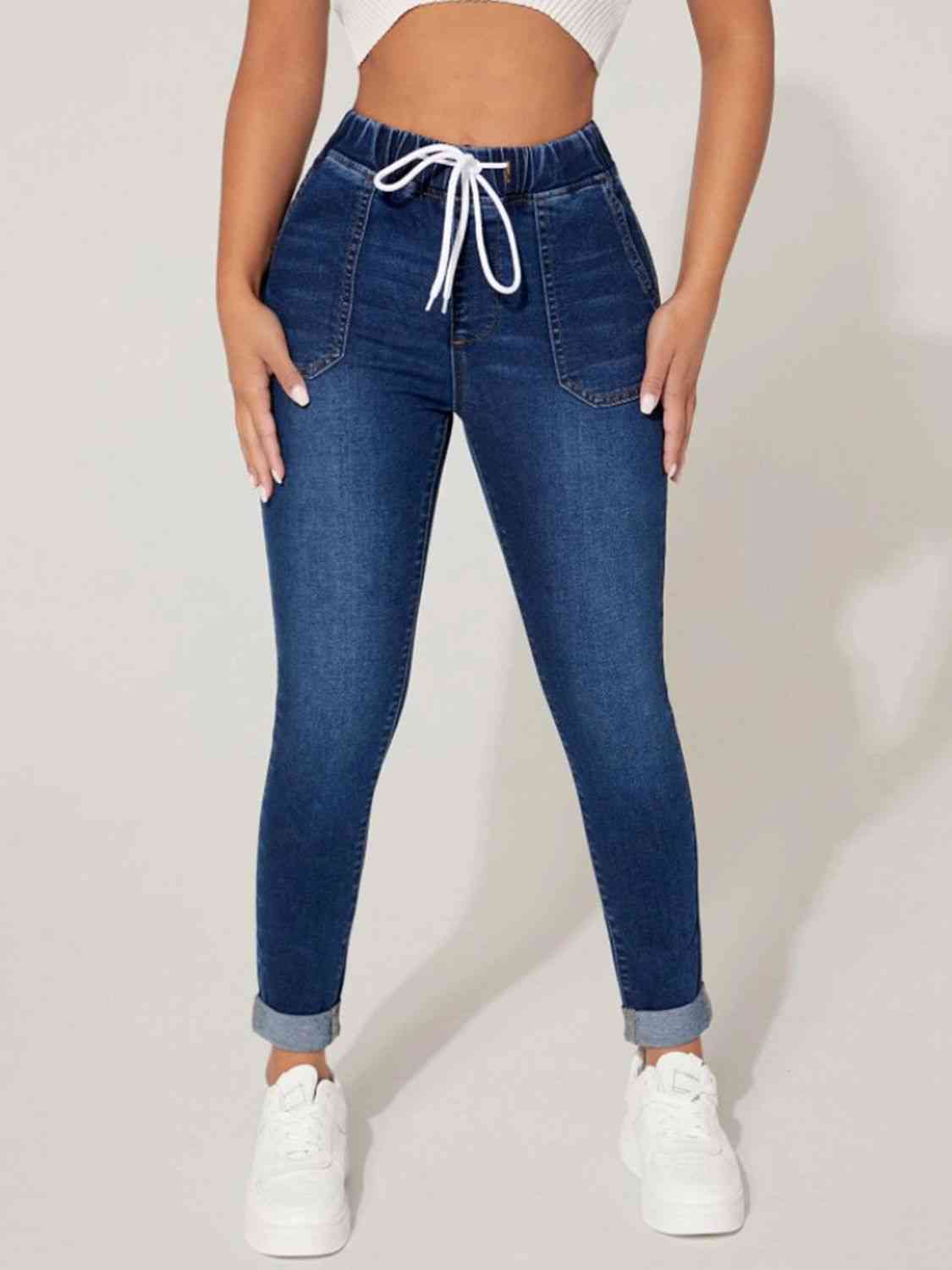 KHD Drawstring Cropped Jeans Krazy Heart Designs Boutique Medium S