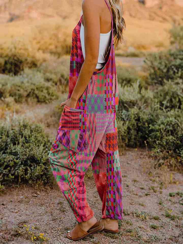 Full Size Printed V-Neck Sleeveless Jumpsuit (4 Colors) Krazy Heart Designs Boutique