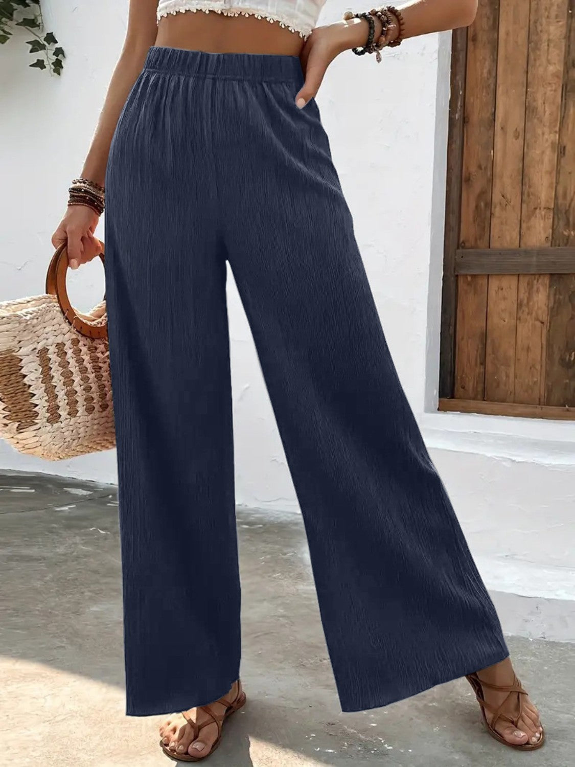 Full Size High Waist Wide Leg Pants Krazy Heart Designs Boutique