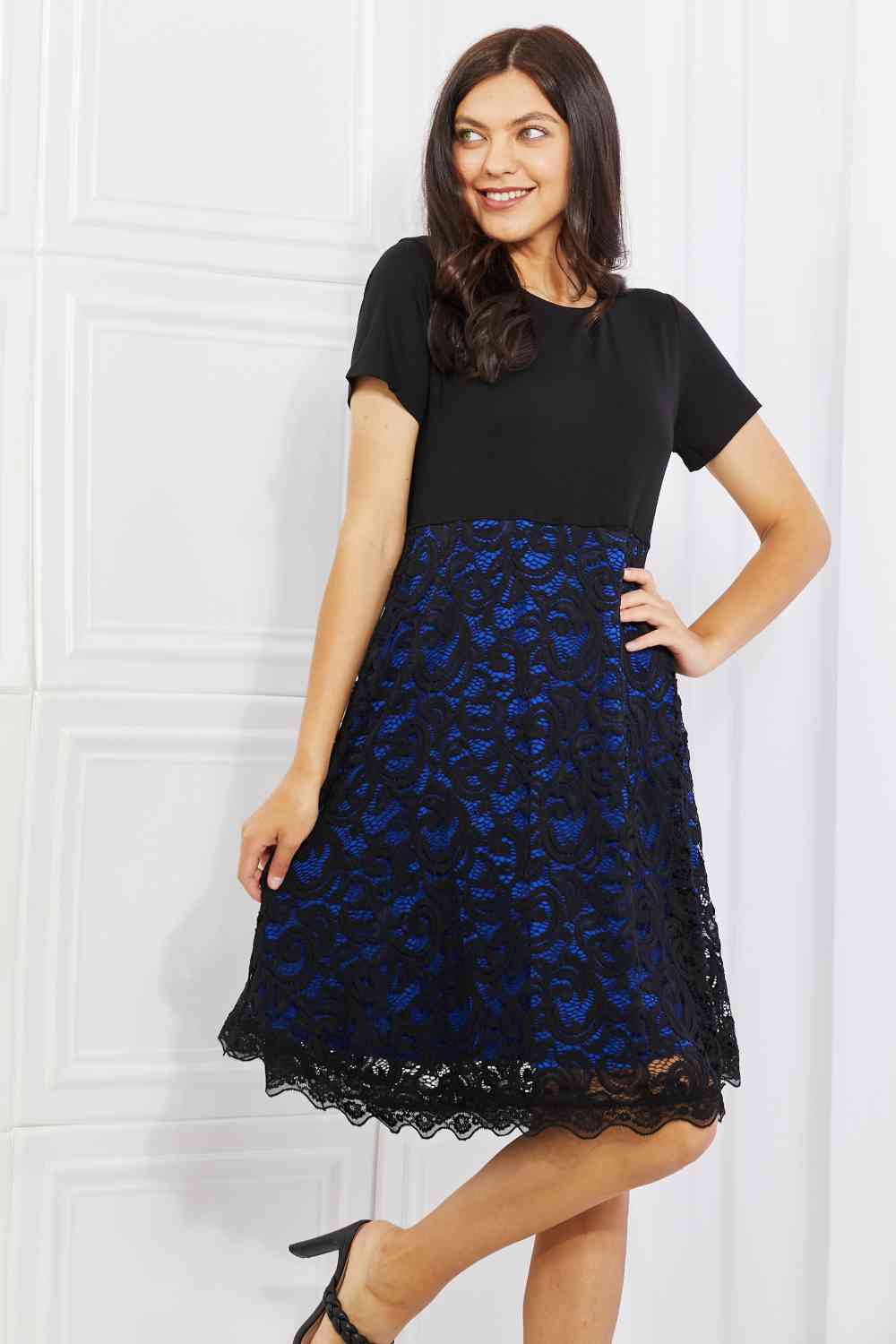 Yelete Full Size Contrasting Lace Midi Dress Krazy Heart Designs Boutique