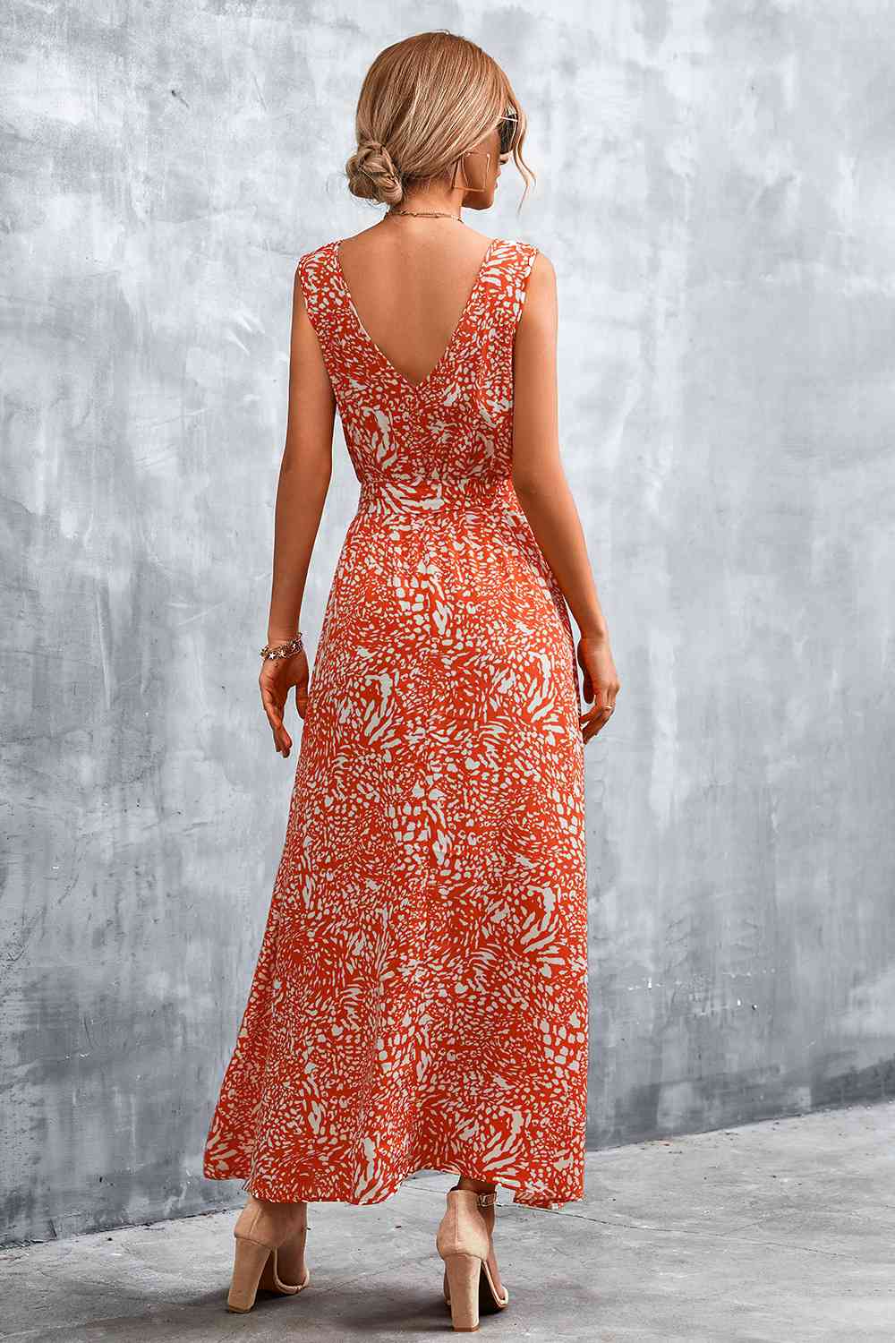Printed V-Neck Tie Waist Maxi Dress (3 Colors) Krazy Heart Designs Boutique