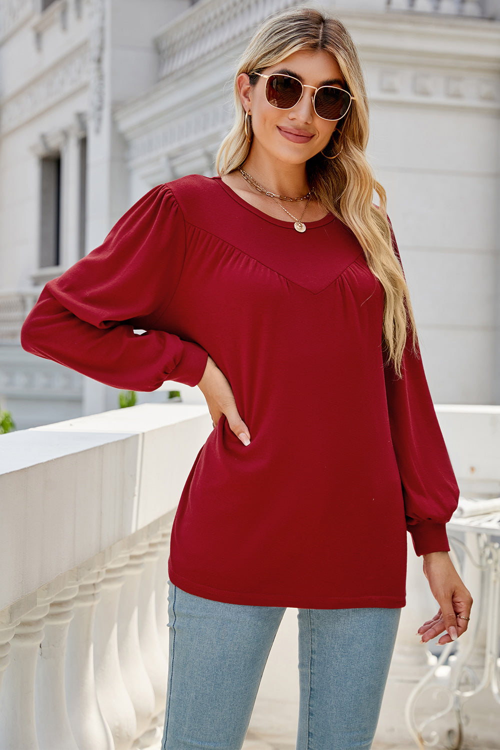 Round Neck Long Sleeve Top (6 Colors) Krazy Heart Designs Boutique