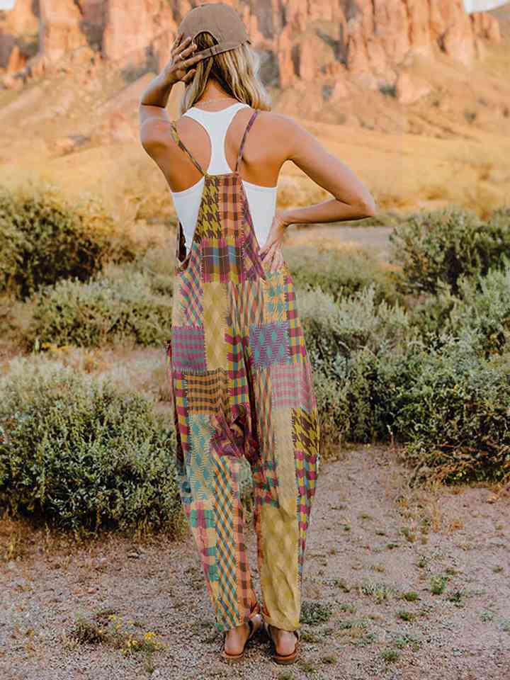 Full Size Printed V-Neck Sleeveless Jumpsuit (4 Colors) Krazy Heart Designs Boutique