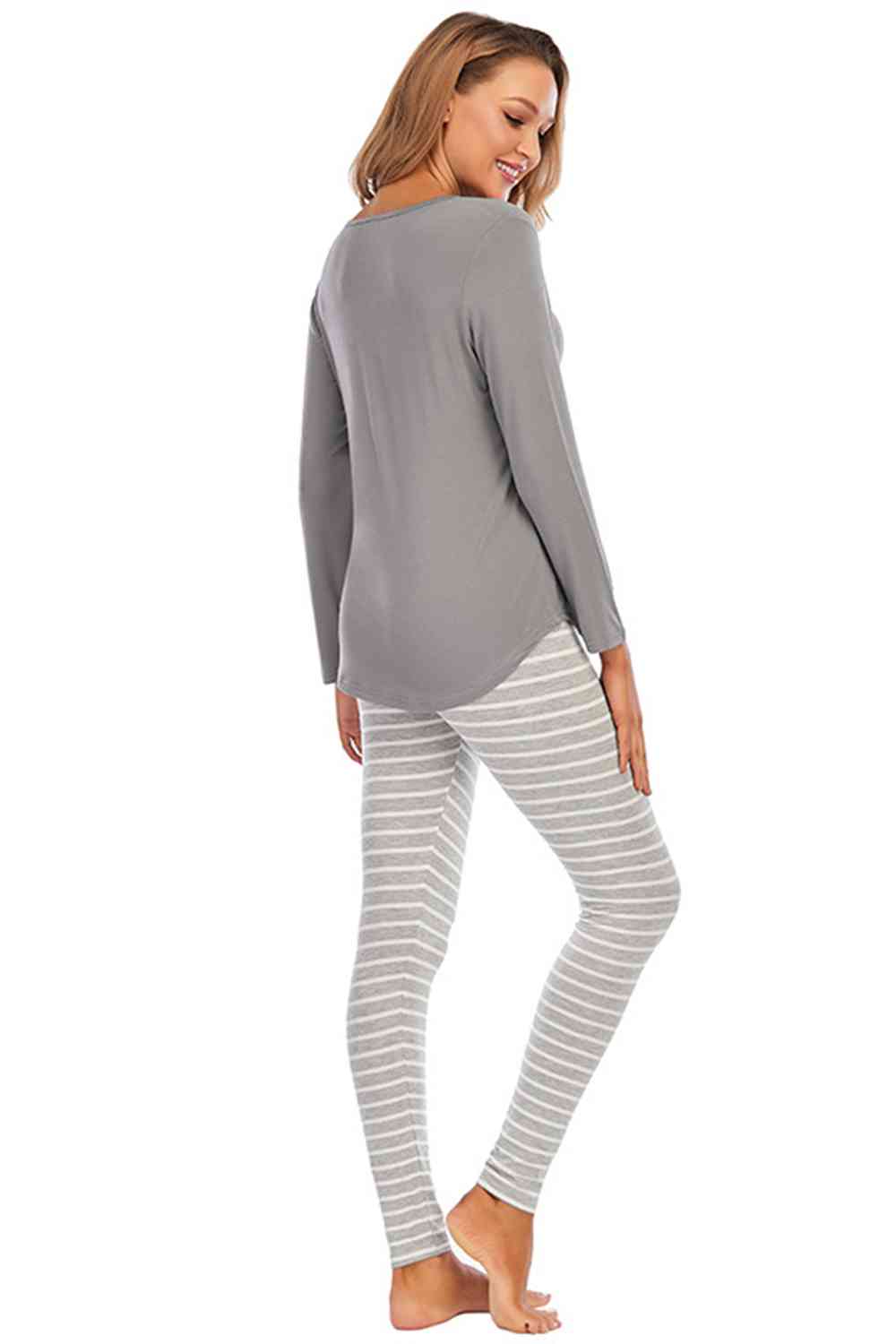 Christmas Graphic Round Neck Top and Striped Pajama Set (2 Color Styles) Krazy Heart Designs Boutique