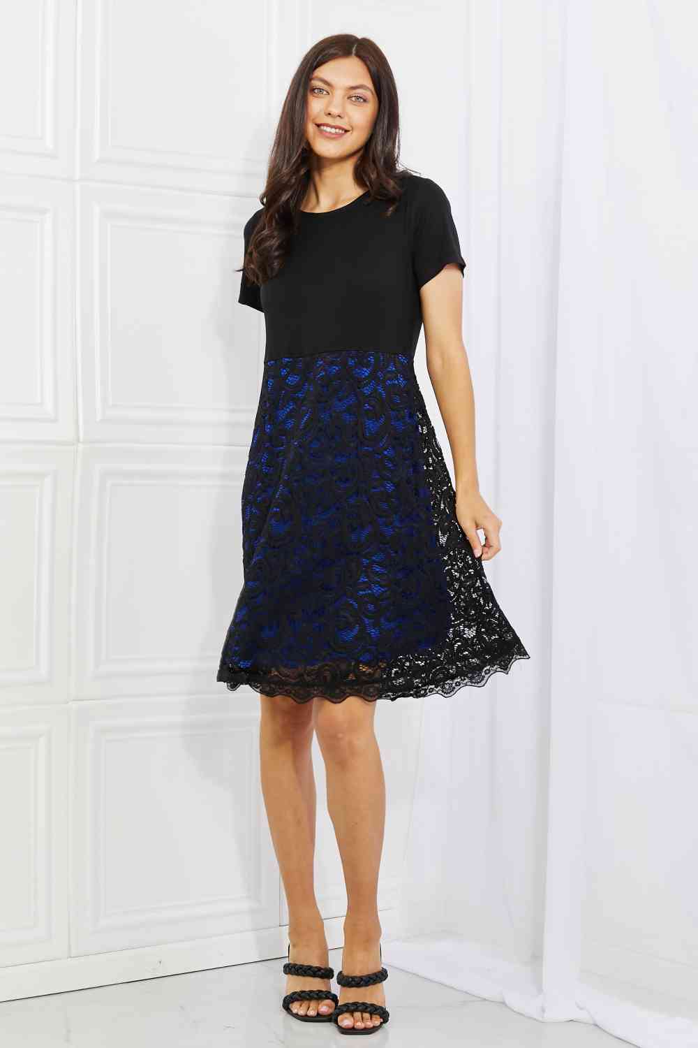 Yelete Full Size Contrasting Lace Midi Dress Krazy Heart Designs Boutique