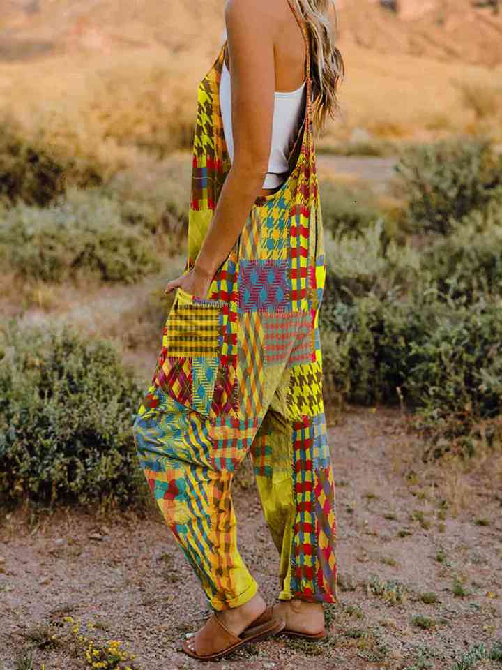 Full Size Printed V-Neck Sleeveless Jumpsuit (4 Colors) Krazy Heart Designs Boutique
