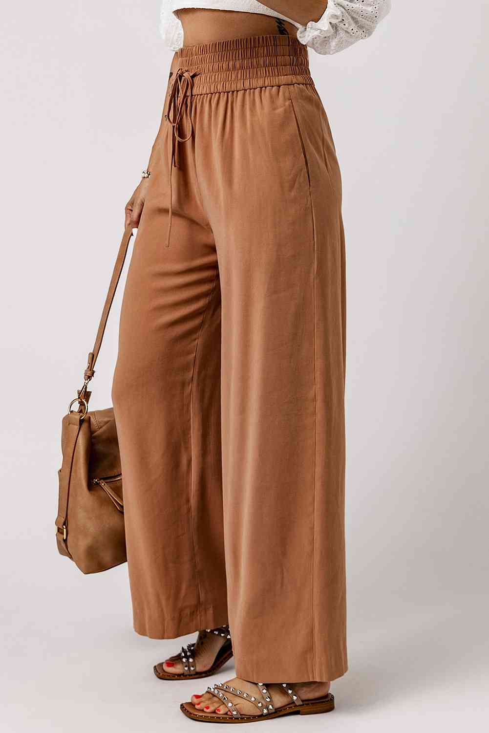 Drawstring Smocked Waist Wide Leg Pants (3 Colors) pants Krazy Heart Designs Boutique