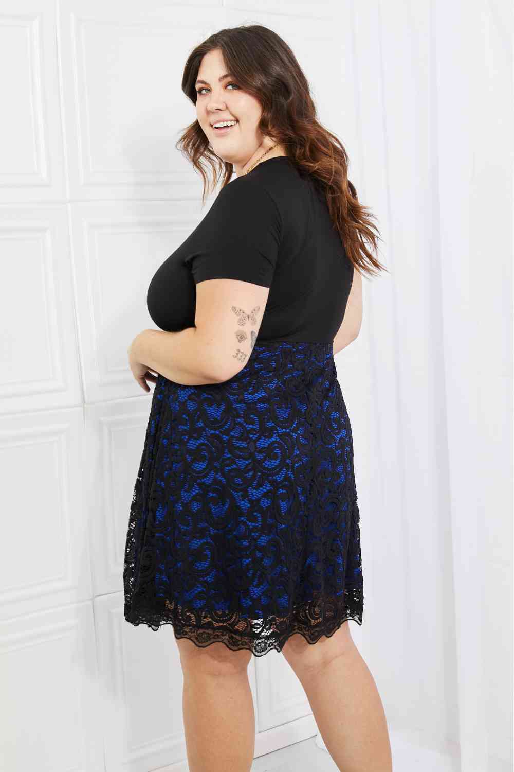 Yelete Full Size Contrasting Lace Midi Dress Krazy Heart Designs Boutique