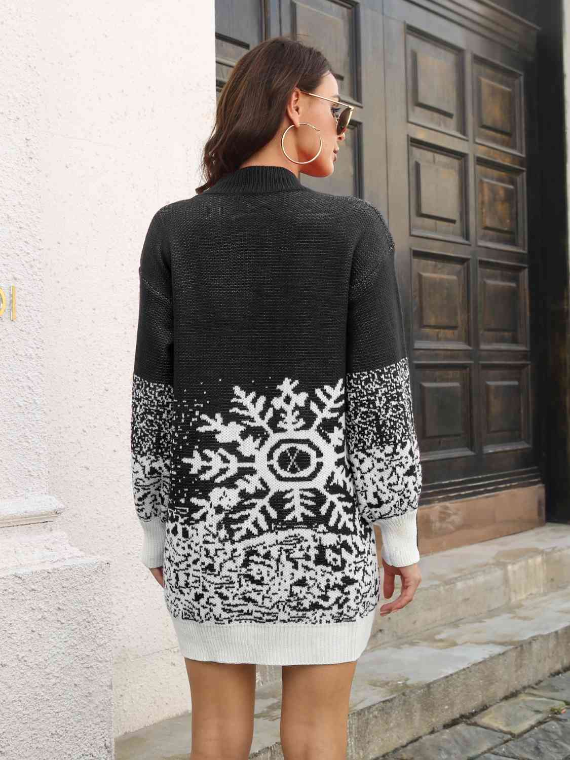 Snowflake Pattern Long Length Sweater (2 Colors) Shirts & Tops Krazy Heart Designs Boutique