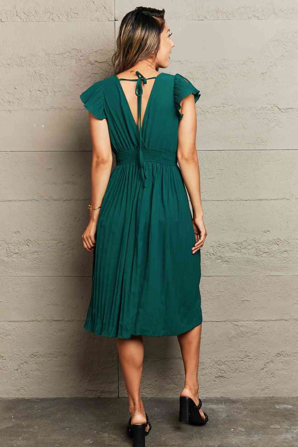 Tied Smocked Waist Flutter Sleeve Dress Krazy Heart Designs Boutique