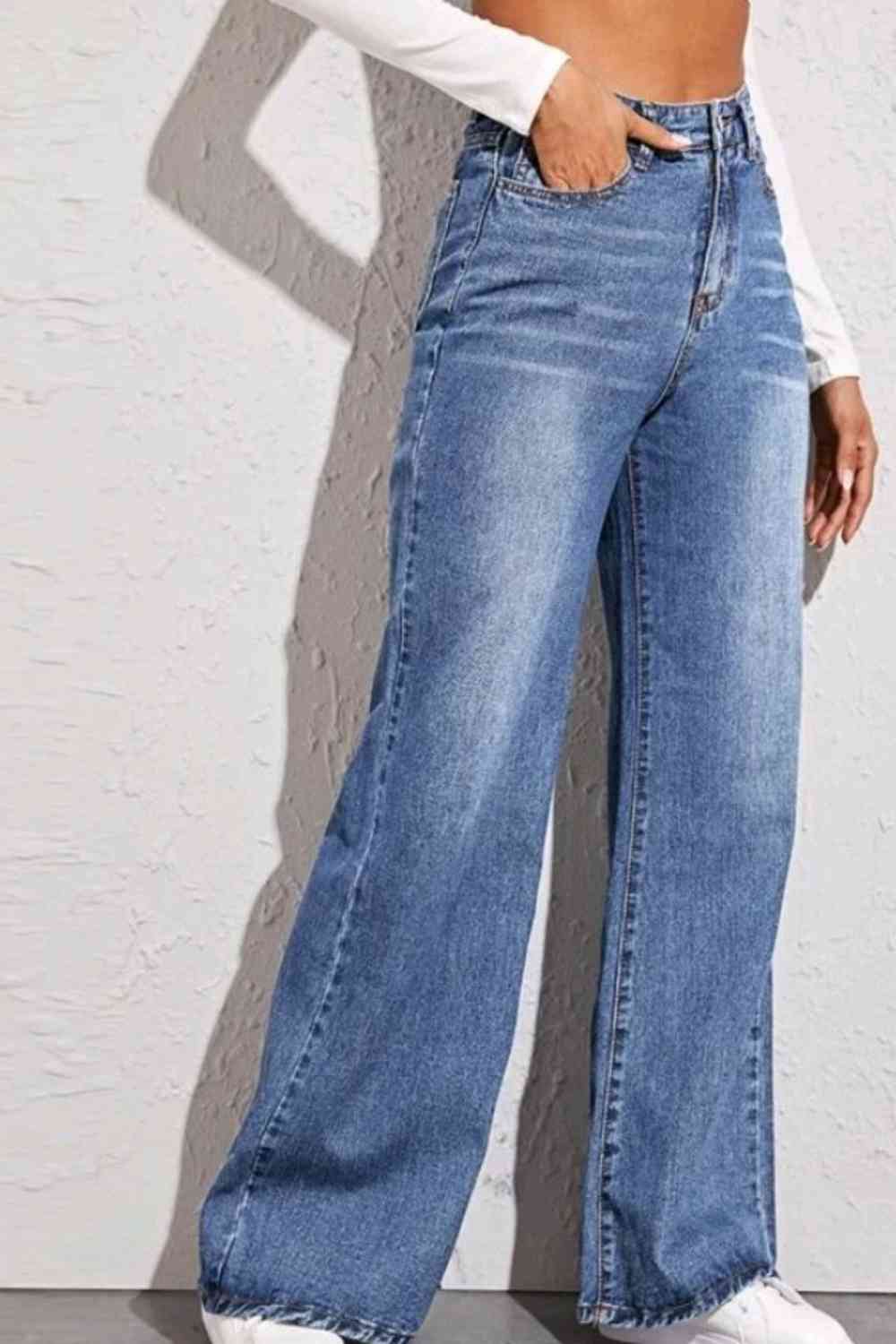 KHD High Waist Wide Leg Jeans Krazy Heart Designs Boutique Dusty Blue XS