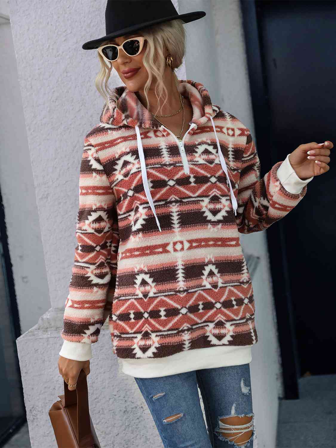 Quarter-Zip Long Sleeve Hoodie Shirts & Tops Krazy Heart Designs Boutique Ochre S