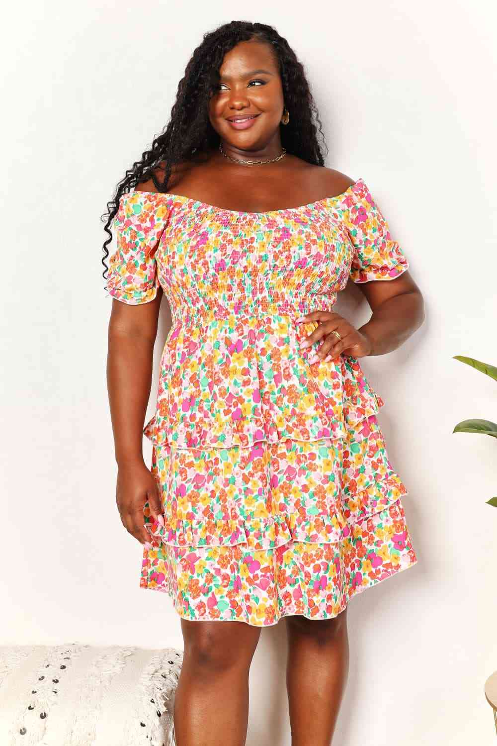 Double Take Smocked Sweetheart Neck Flounce Sleeve Mini Dress Krazy Heart Designs Boutique