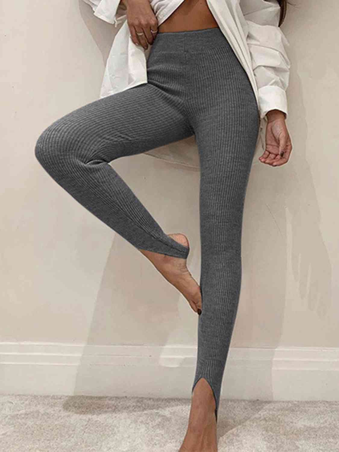 Ribbed Mid Waist Leggings Krazy Heart Designs Boutique Charcoal S