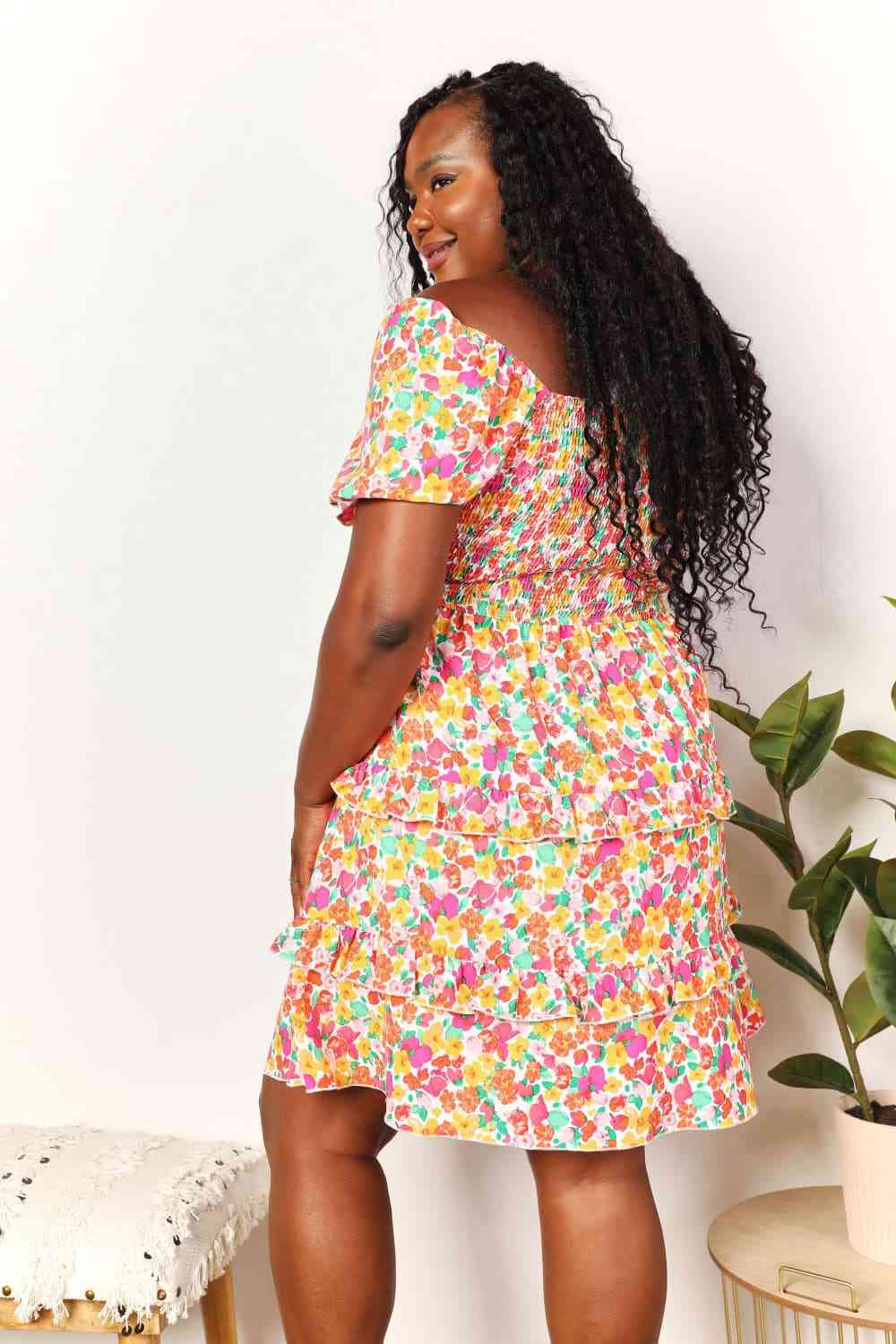 Double Take Smocked Sweetheart Neck Flounce Sleeve Mini Dress Krazy Heart Designs Boutique