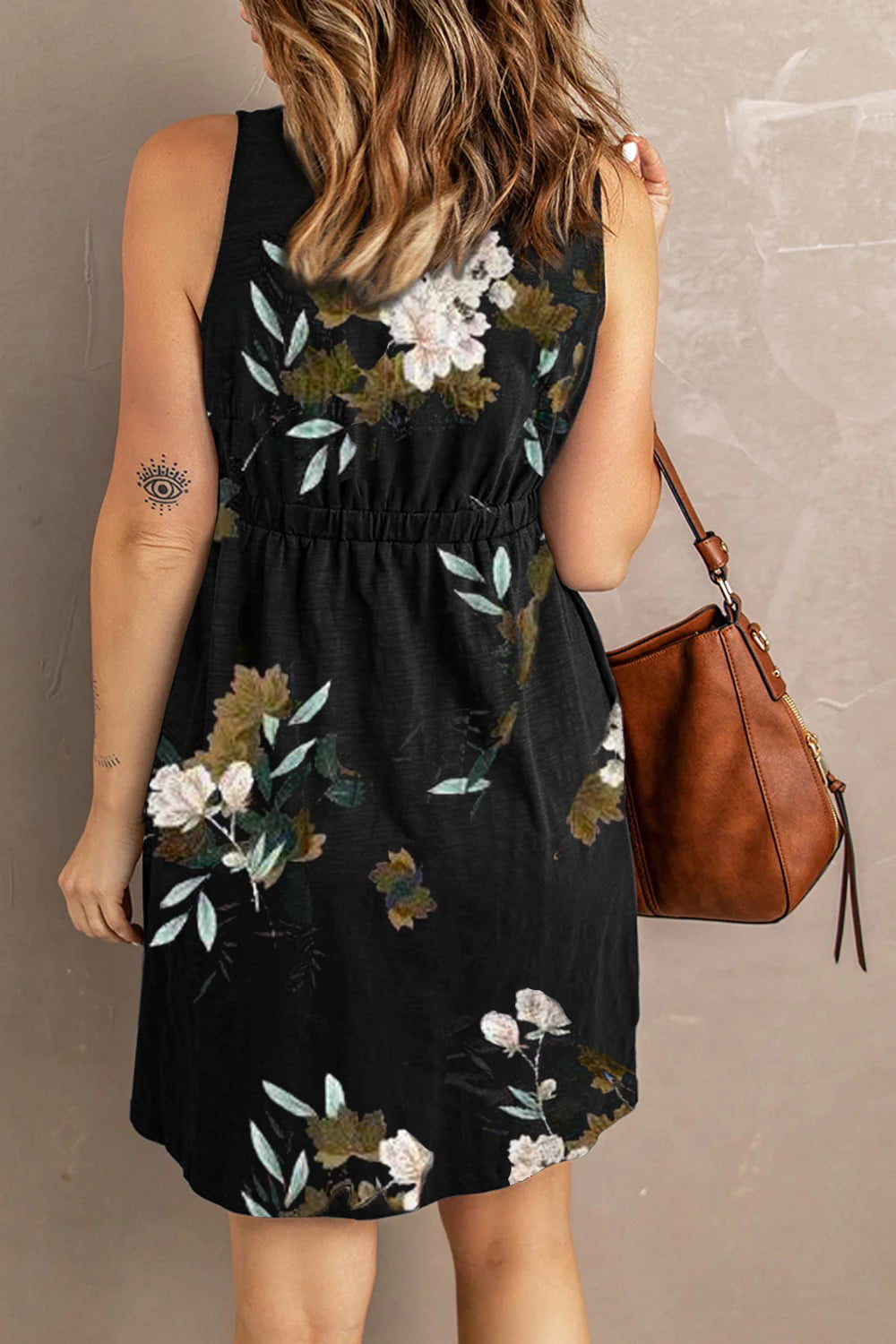 Double Take Printed Scoop Neck Sleeveless Buttoned Magic Dress with Pockets (5 Colors) Krazy Heart Designs Boutique