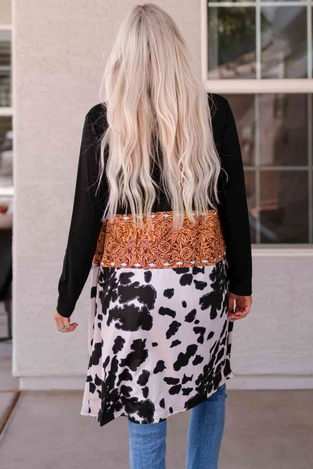 Color Block & Animal Print Open Front Cardigan Krazy Heart Designs Boutique
