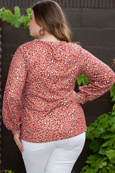 Plus Size Leopard Long Sleeve Blouse Shirts & Tops Krazy Heart Designs Boutique