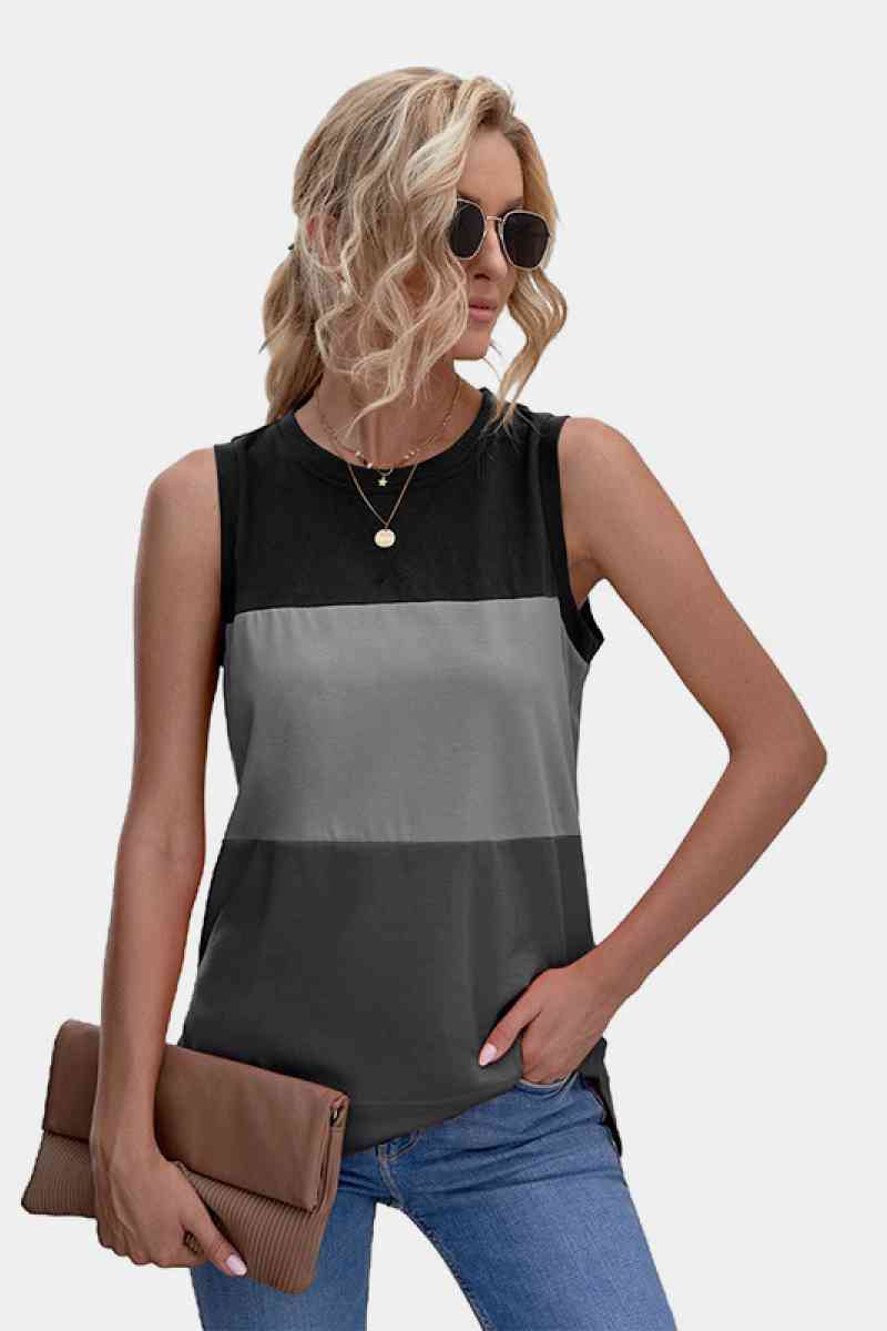 Color Block Tank Top (3 Colors) Krazy Heart Designs Boutique Black-Gray-Dark Gray S