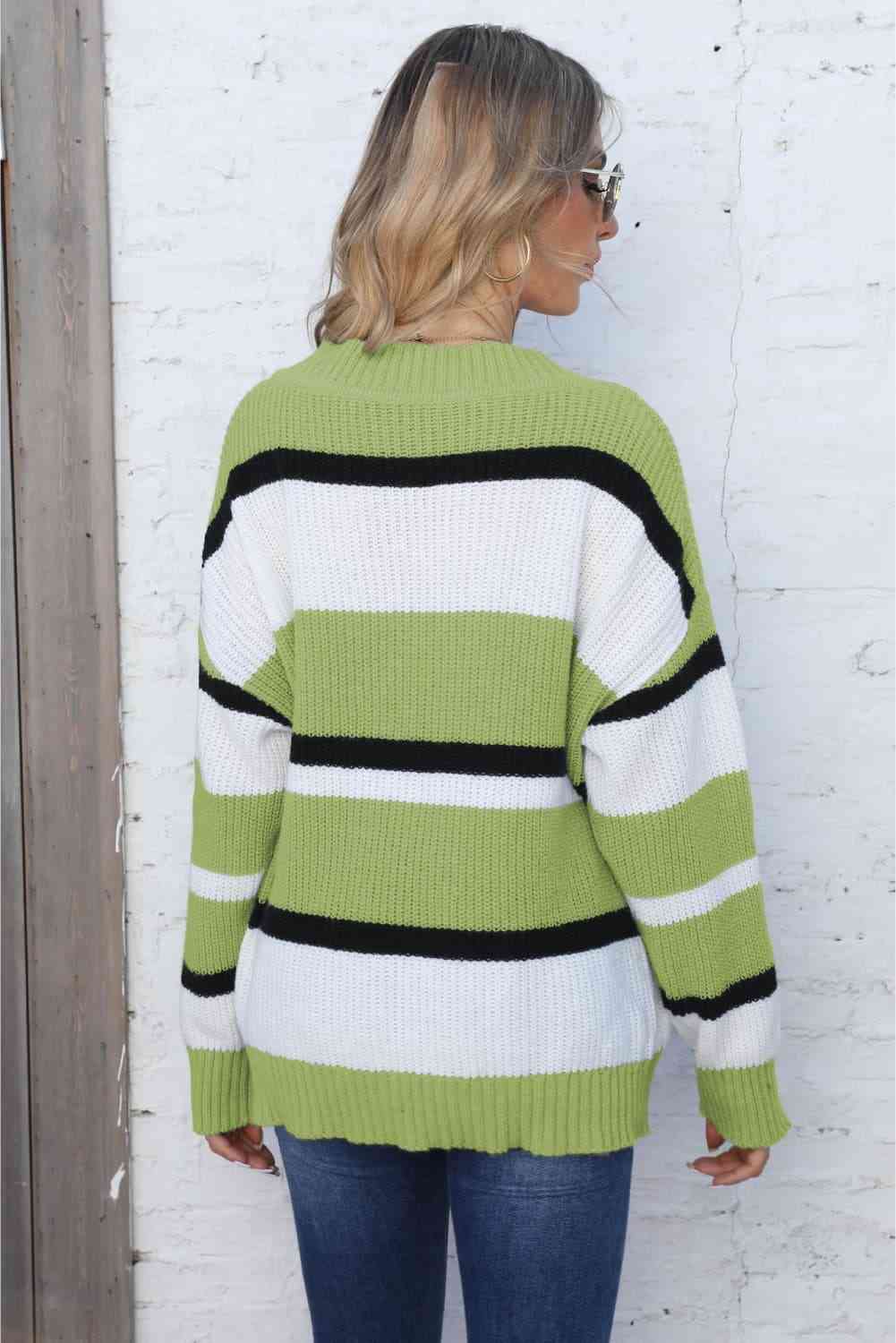 Color Block V-Neck Dropped Shoulder Sweater (7 Colors) Shirts & Tops Krazy Heart Designs Boutique