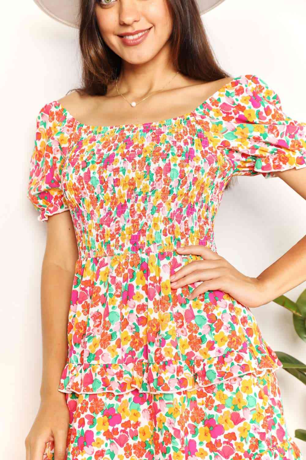 Double Take Smocked Sweetheart Neck Flounce Sleeve Mini Dress Krazy Heart Designs Boutique